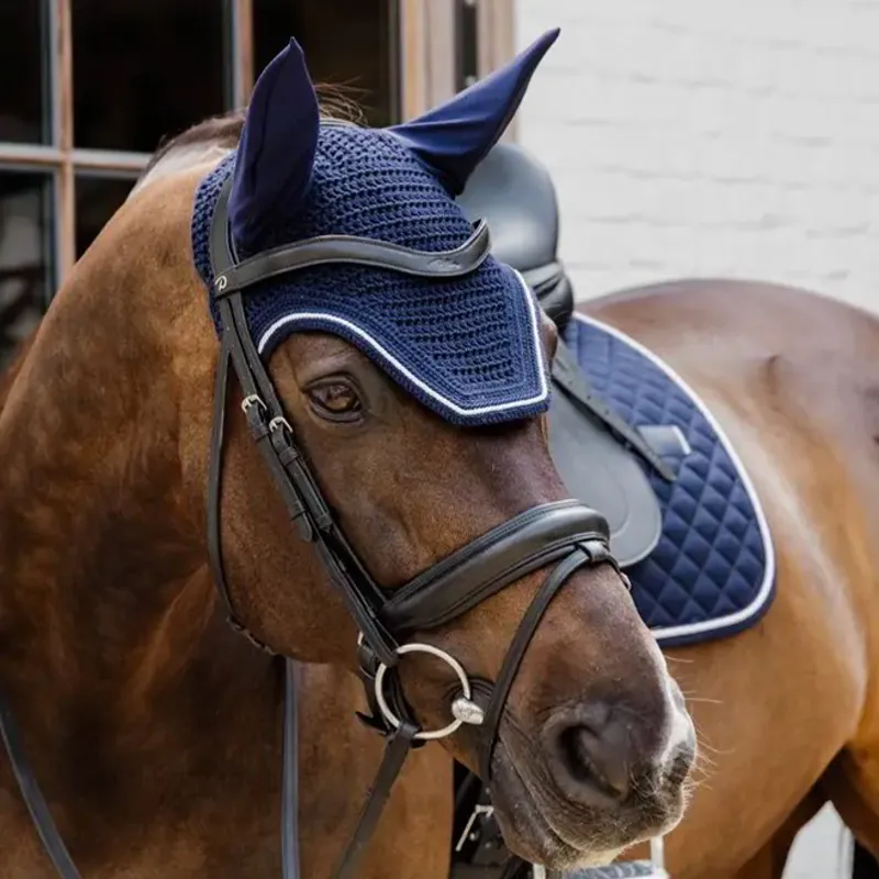 Kentucky Wellington Diamond Rope Soundless Ear Fly Veil: Navy-3