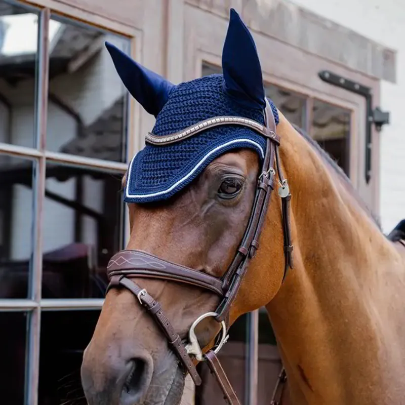 Kentucky Wellington Diamond Rope Soundless Ear Fly Veil: Navy-2