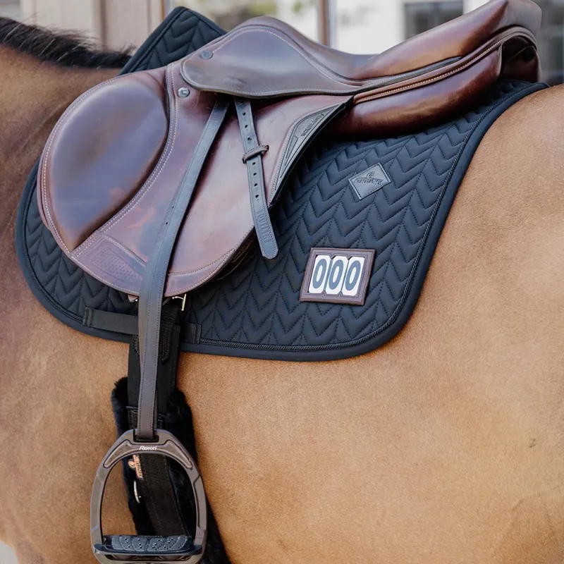 Kentucky Fishbone Competition Jump Number Saddle Pad - Black-2