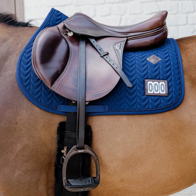 Kentucky Fishbone Competition Jump Number Saddle Pad - Navy-1