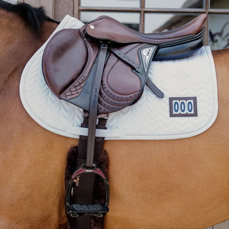 Kentucky Fishbone Competition Jump Number Saddle Pad - White-1