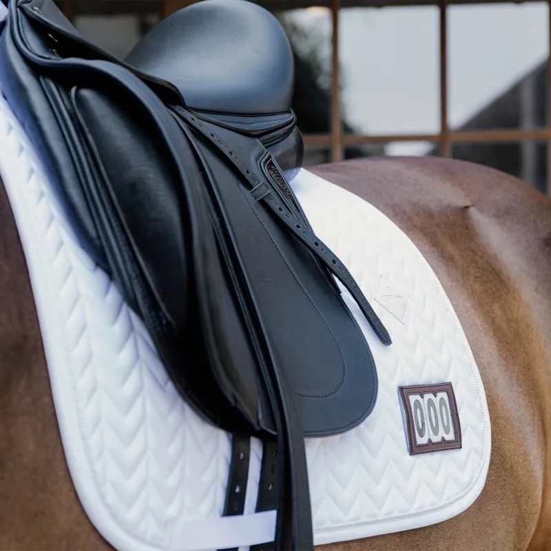 Kentucky Fishbone Competition 2 Numbers Dressage Saddle Pad - White-3