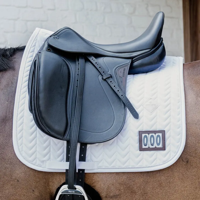 Kentucky Fishbone Competition 2 Numbers Dressage Saddle Pad - White-1