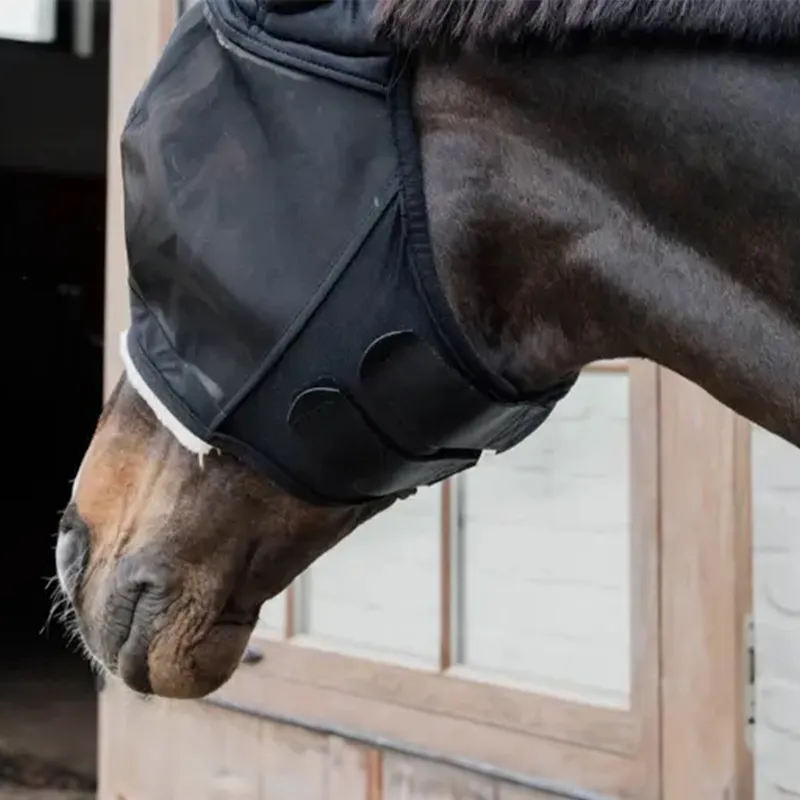 Kentucky Skin Friendly Fly Mask with Ears - Black-3
