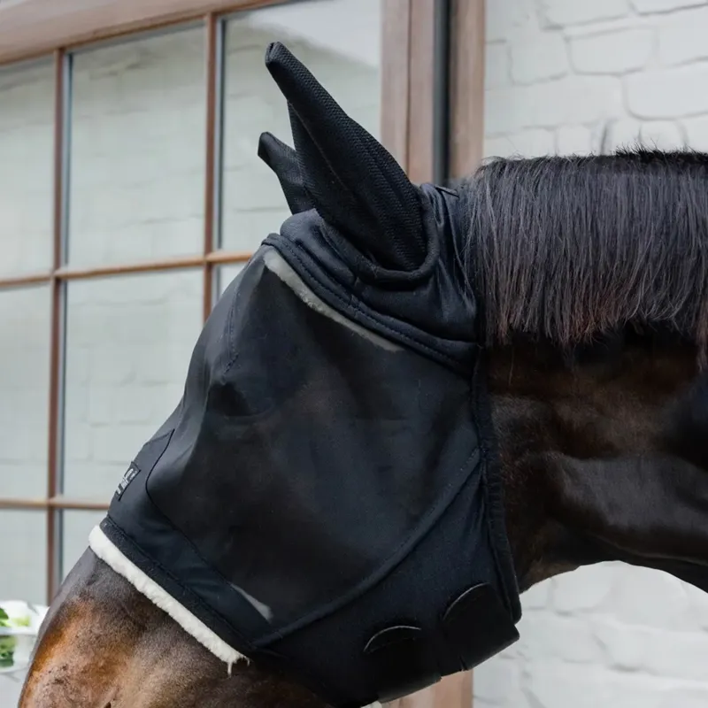 Kentucky Skin Friendly Fly Mask with Ears - Black-1