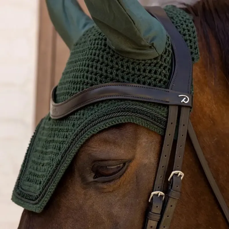 Kentucky Wellington Velvet Mini Pearls Soundless Ear Bonnet - Pine Green-2