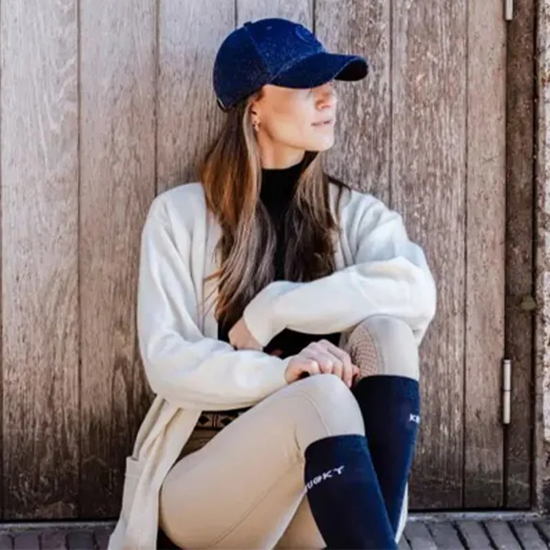 Kentucky Glitter Women's Tall Riding Socks - Navy-2