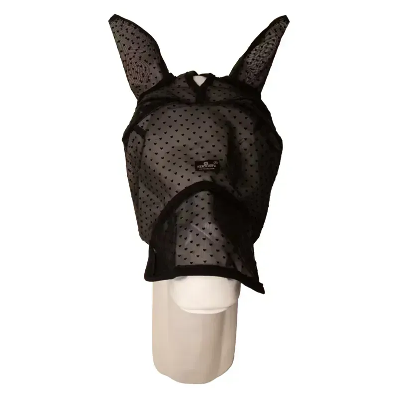 Kentucky Heart Fly Mask with Ears and Nose - Black-2