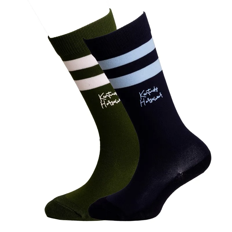 Kentucky Junior Stripes Socks 2 Pack - Navy/Dark Green