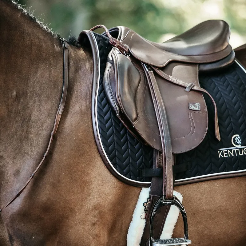 Kentucky Leather Fishbone Jumping Saddle Pad - Black-7