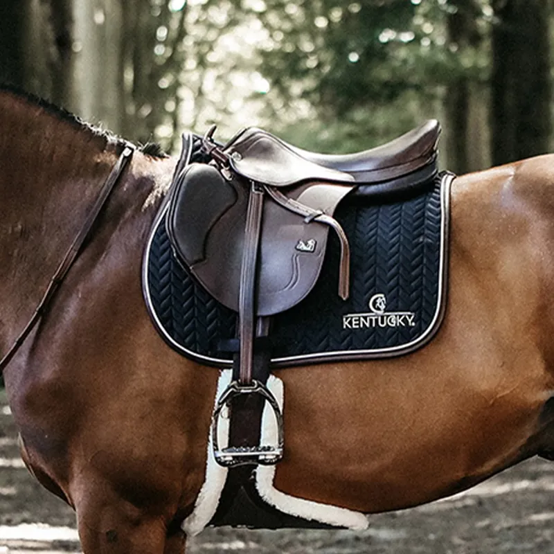 Kentucky Leather Fishbone Jumping Saddle Pad - Black-1