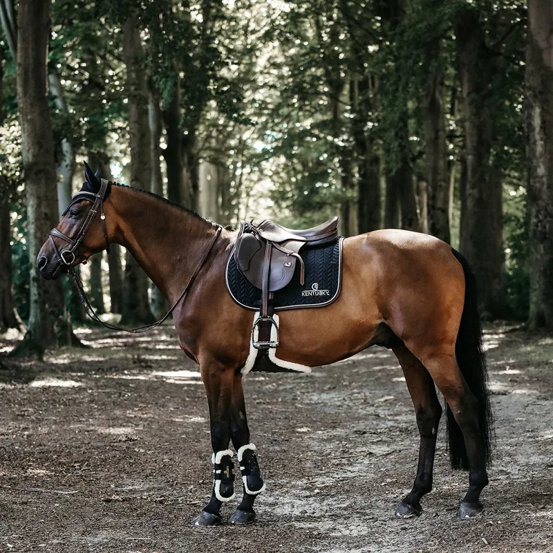 Kentucky Leather Fishbone Jumping Saddle Pad - Black-9
