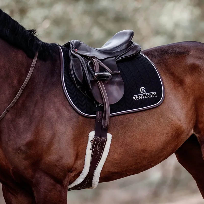 Kentucky Leather Fishbone Jumping Saddle Pad - Black-5