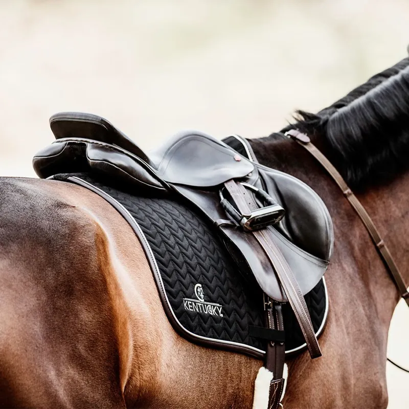 Kentucky Leather Fishbone Jumping Saddle Pad - Black-4