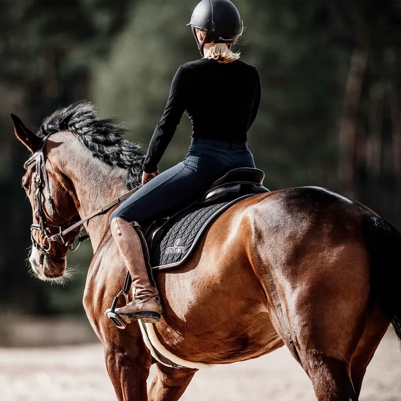 Kentucky Leather Fishbone Jumping Saddle Pad - Black-2
