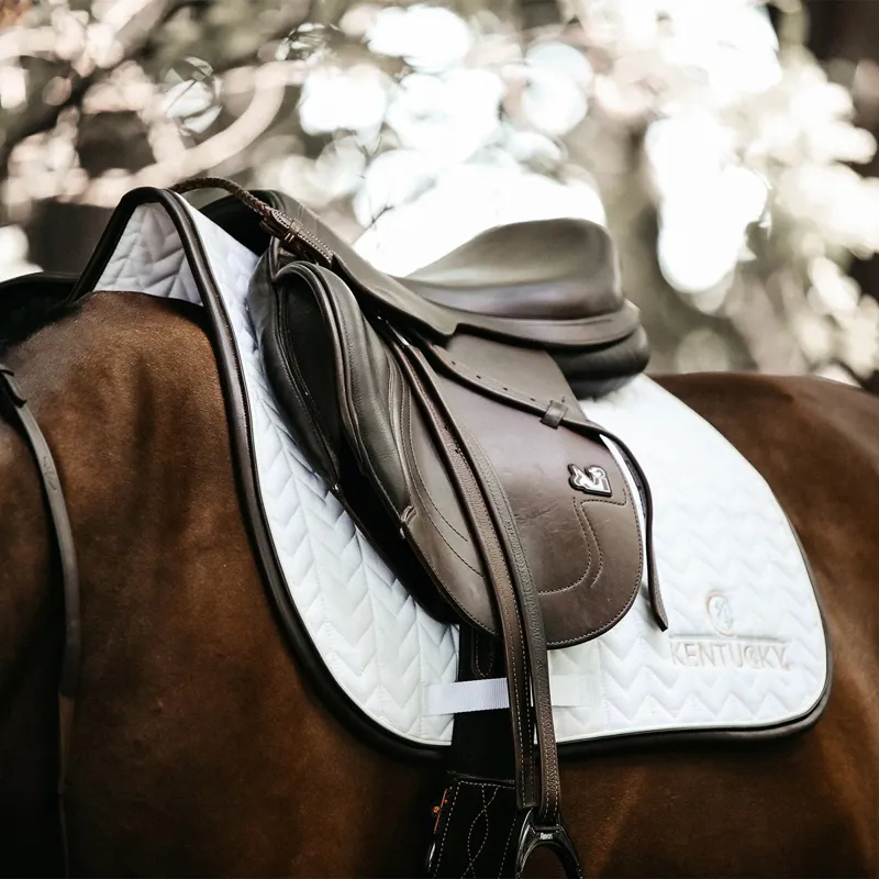 Kentucky Leather Fishbone Jumping Saddle Pad - White-2