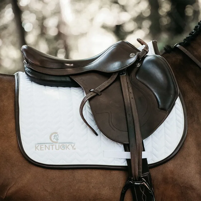 Kentucky Leather Fishbone Jumping Saddle Pad - White-1