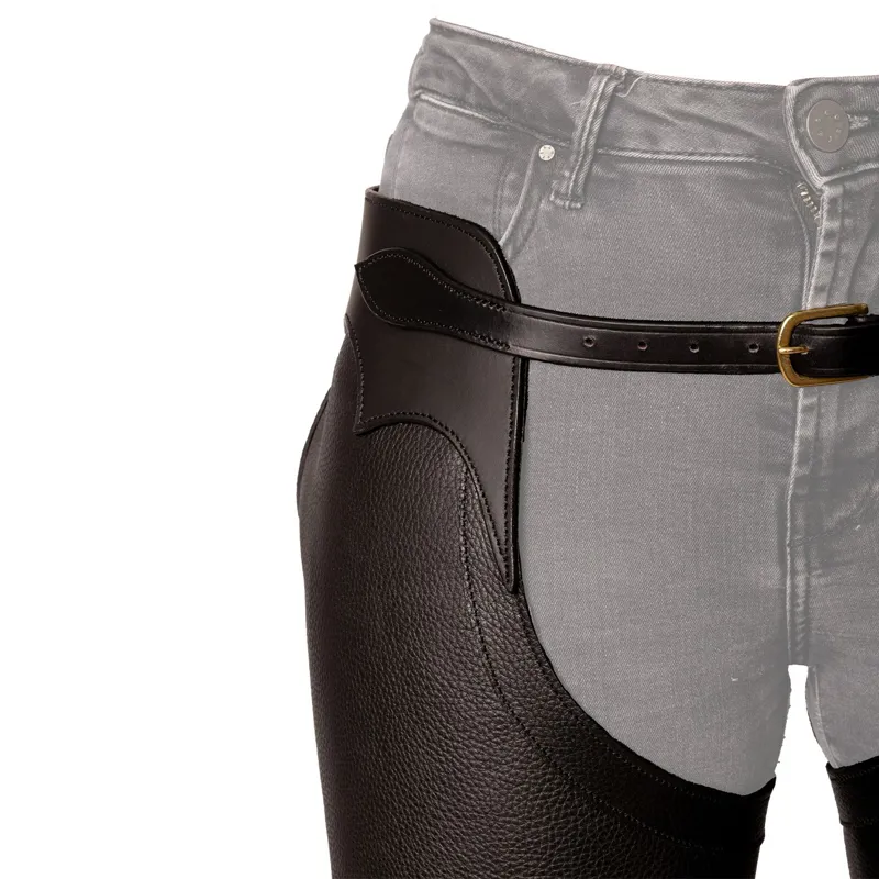 Dyon Long Leather Half Chaps - Black-2