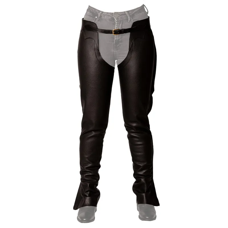 Dyon Long Leather Half Chaps - Black