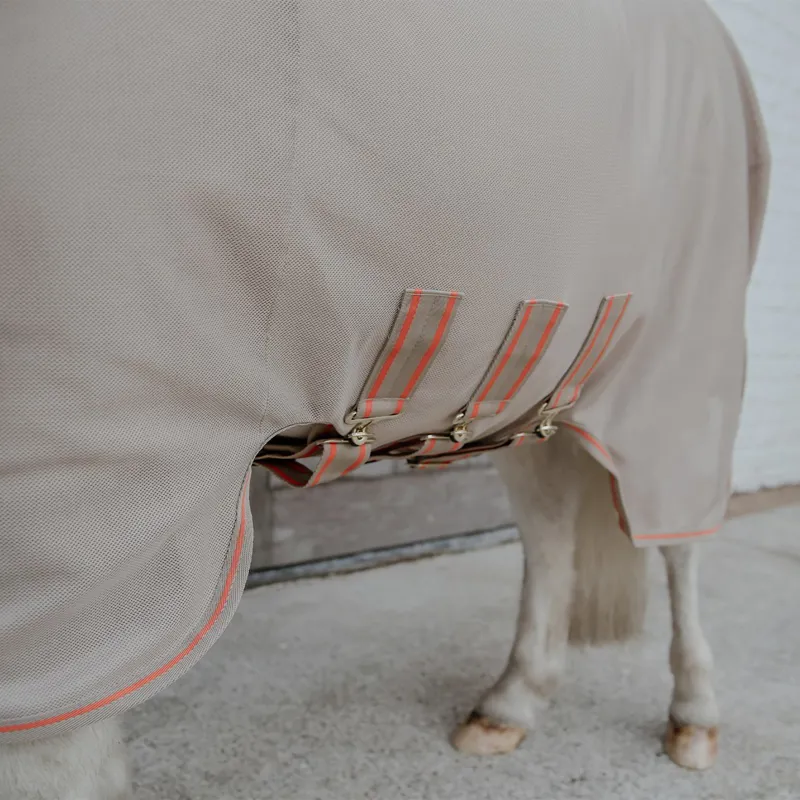 Kentucky Mesh Comfort Detachable Neck Fly Sheet - Beige/Orange-2