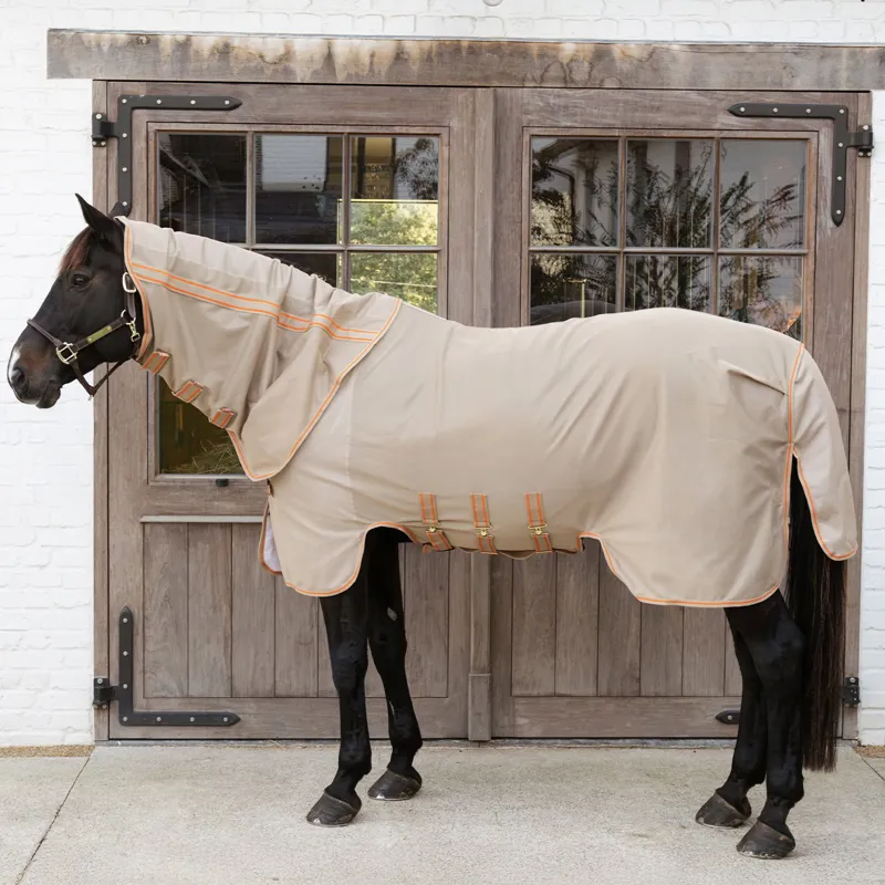 Kentucky Mesh Comfort Detachable Neck Fly Sheet - Beige/Orange