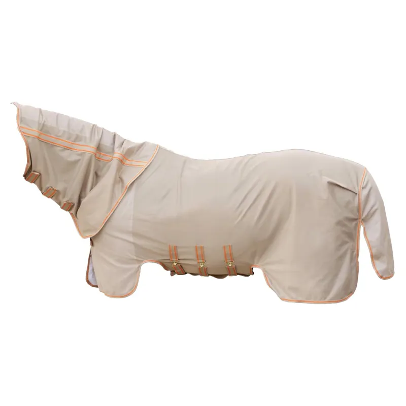 Kentucky Mesh Comfort Detachable Neck Fly Sheet - Beige/Orange-4