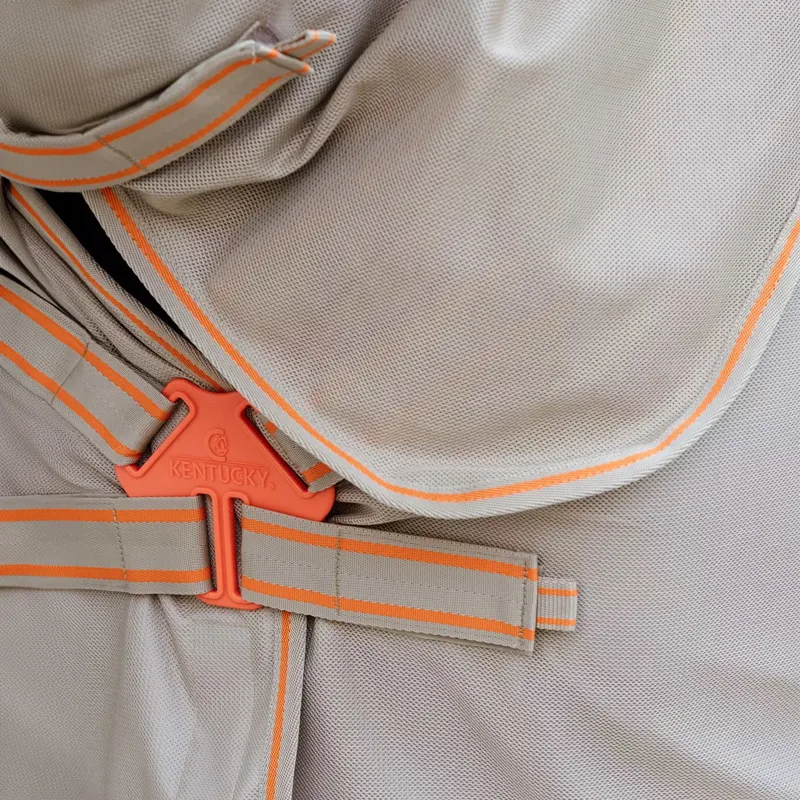 Kentucky Mesh Comfort Detachable Neck Fly Sheet - Beige/Orange-5
