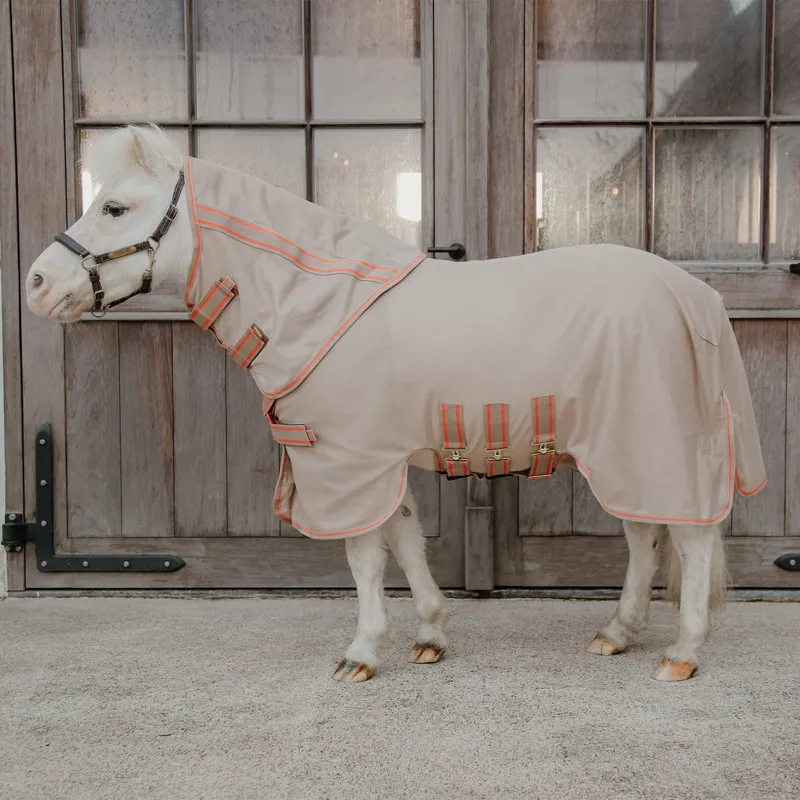 Kentucky Mesh Comfort Detachable Neck Fly Sheet - Beige/Orange-1