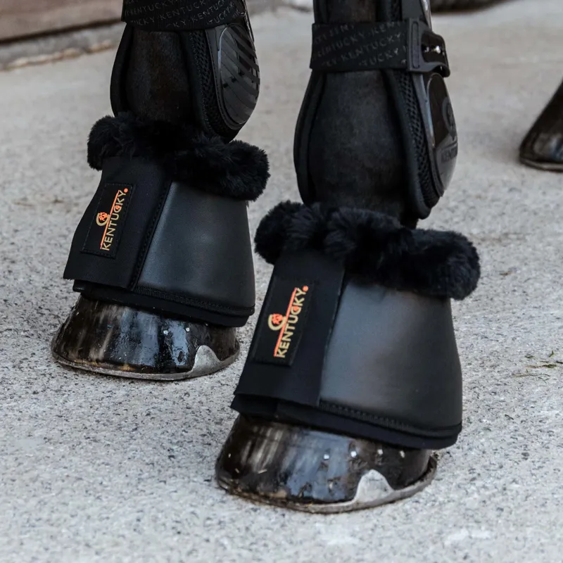 Kentucky Sheepskin Leather Bell Boots - Black/Black-2