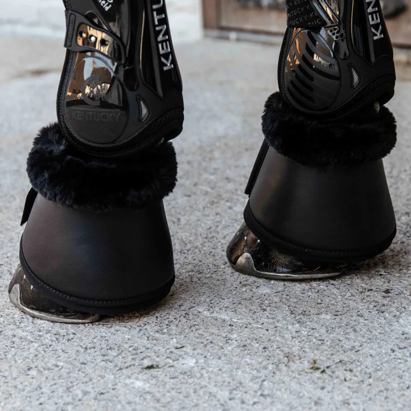 Kentucky Sheepskin Leather Bell Boots - Black/Black-3