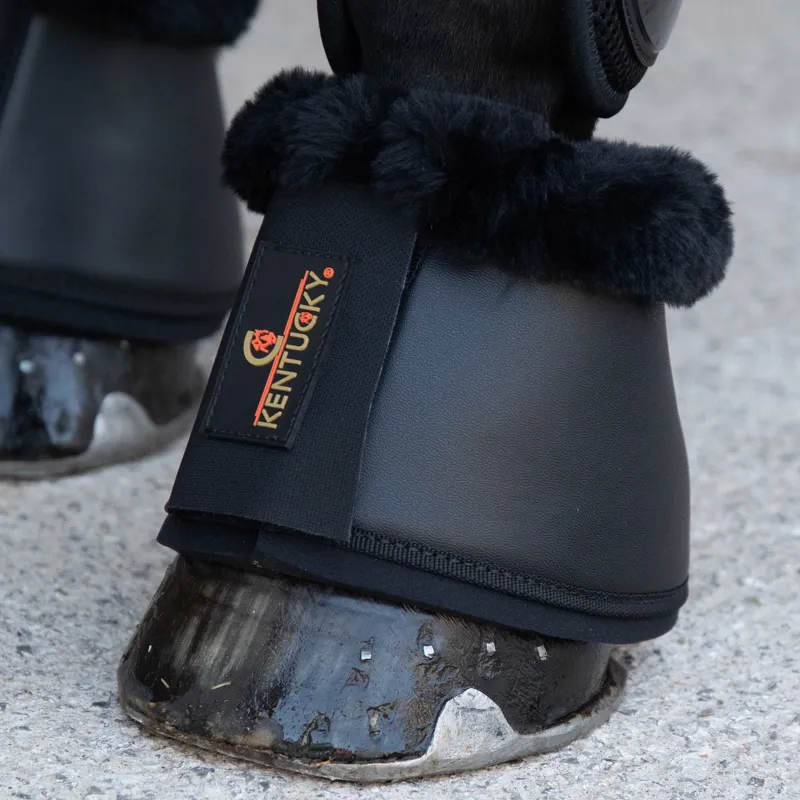 Kentucky Sheepskin Leather Bell Boots - Black/Black-1