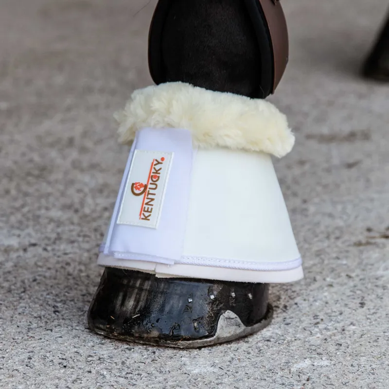 Kentucky Sheepskin Leather Bell Boots - White/Natural-3