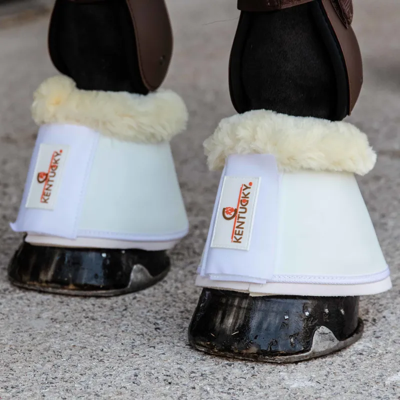 Kentucky Sheepskin Leather Bell Boots - White/Natural-1