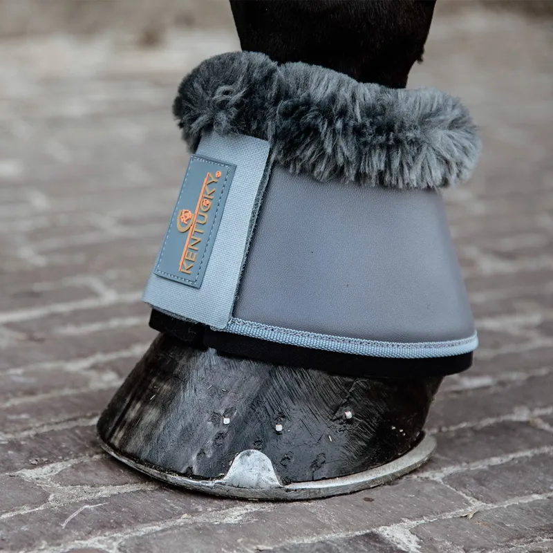 Kentucky Sheepskin Leather Bell Boots - Grey/Grey-1