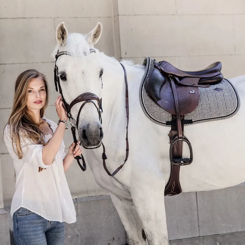 Kentucky Pied-de-Poule Jumping Saddle Pad - Black-2