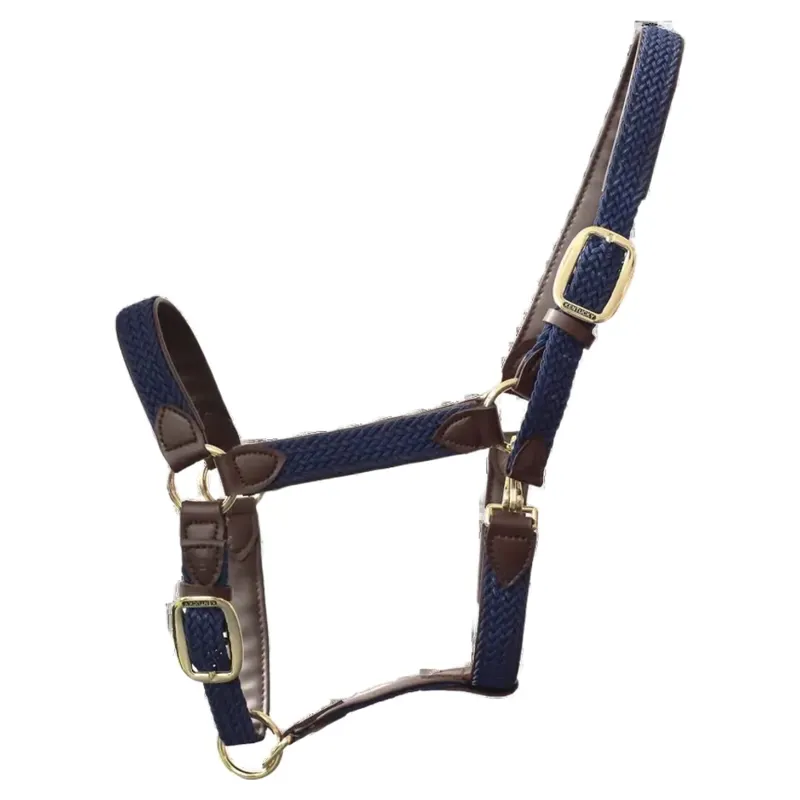Kentucky Plaited Nylon Halter - Navy-1