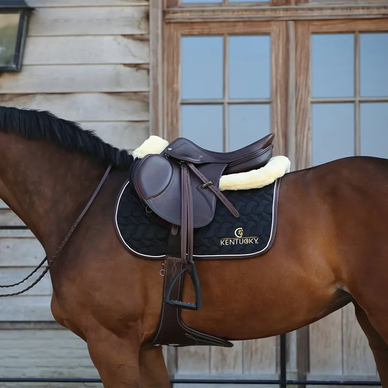 Kentucky Saddle Pad - Black/White/Brown-3
