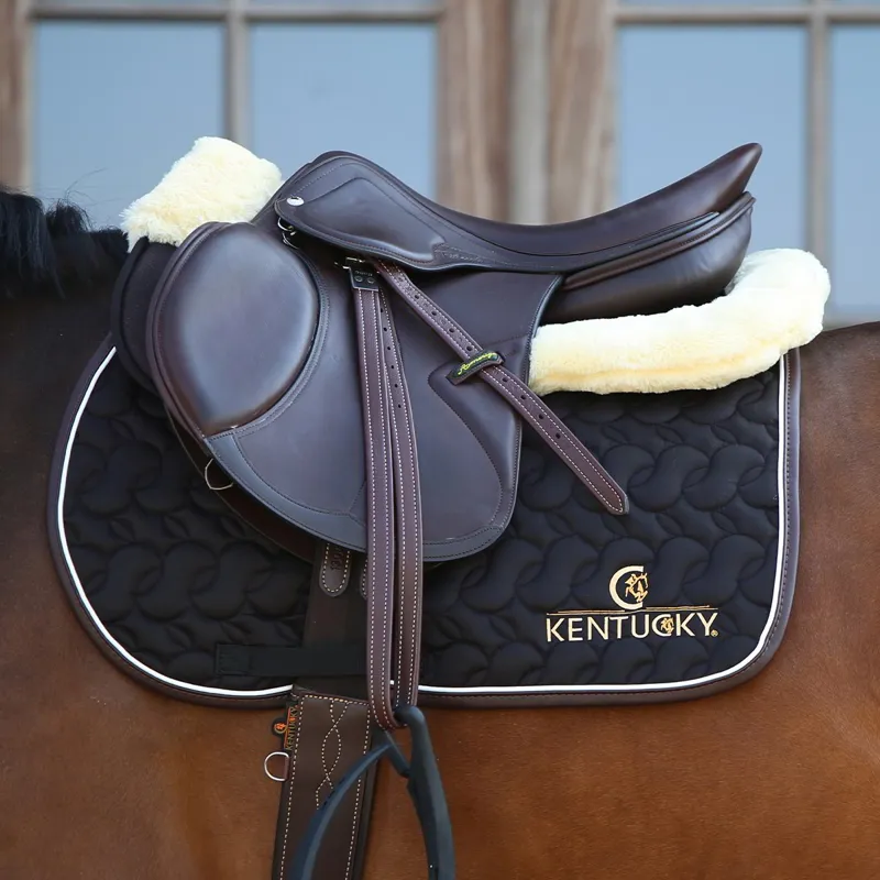 Kentucky Saddle Pad - Black/White/Brown-1