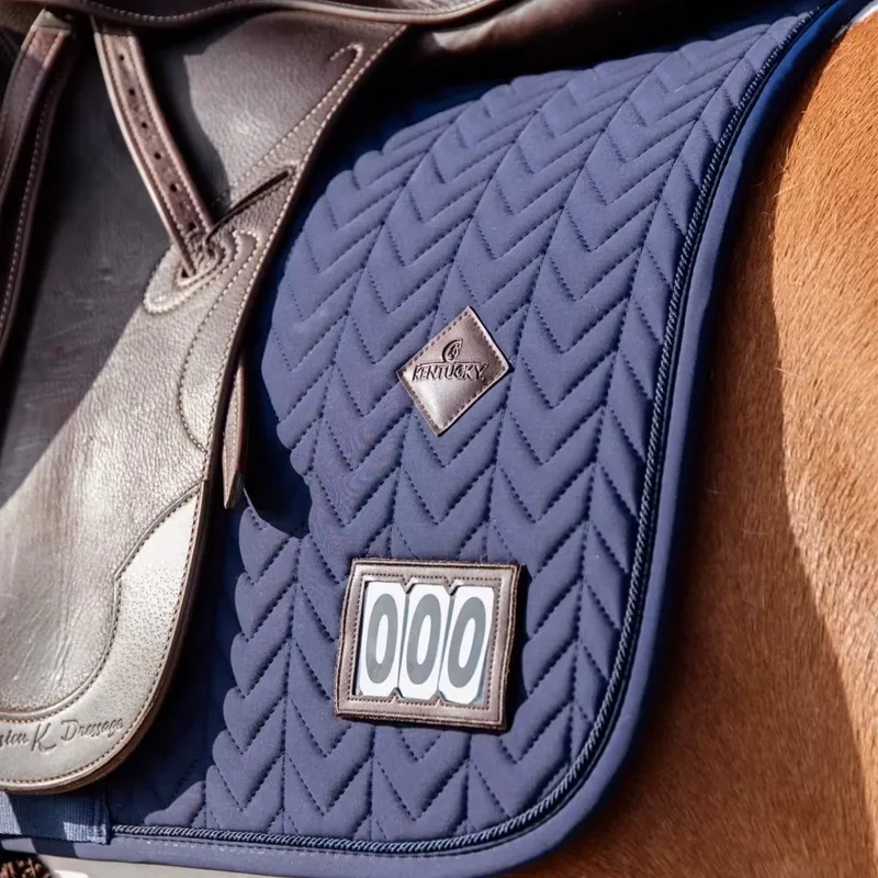 Kentucky Fishbone Competition Dressage Number Saddle Pad - Navy-3