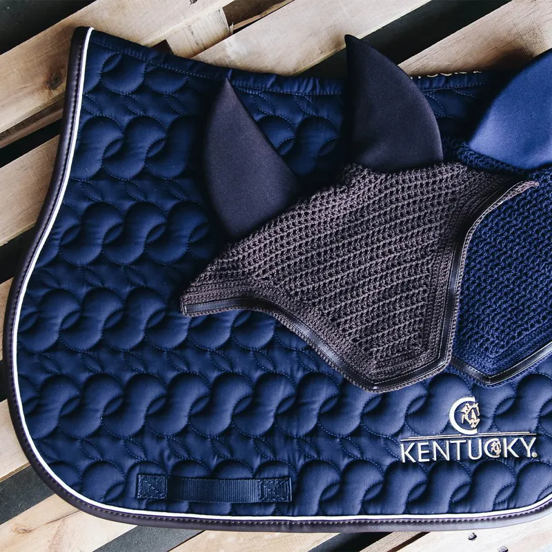 Kentucky Saddle Pad - Navy/White/Brown-3