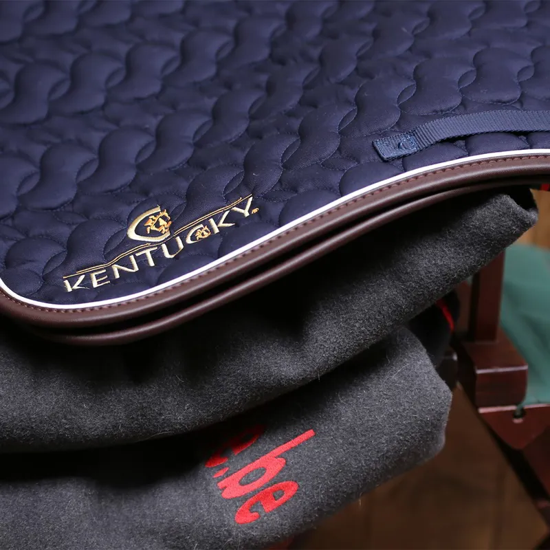 Kentucky Saddle Pad - Navy/White/Brown-2