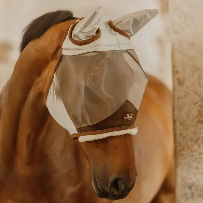Kentucky Skin Friendly Fly Mask with Ears - Silver-1