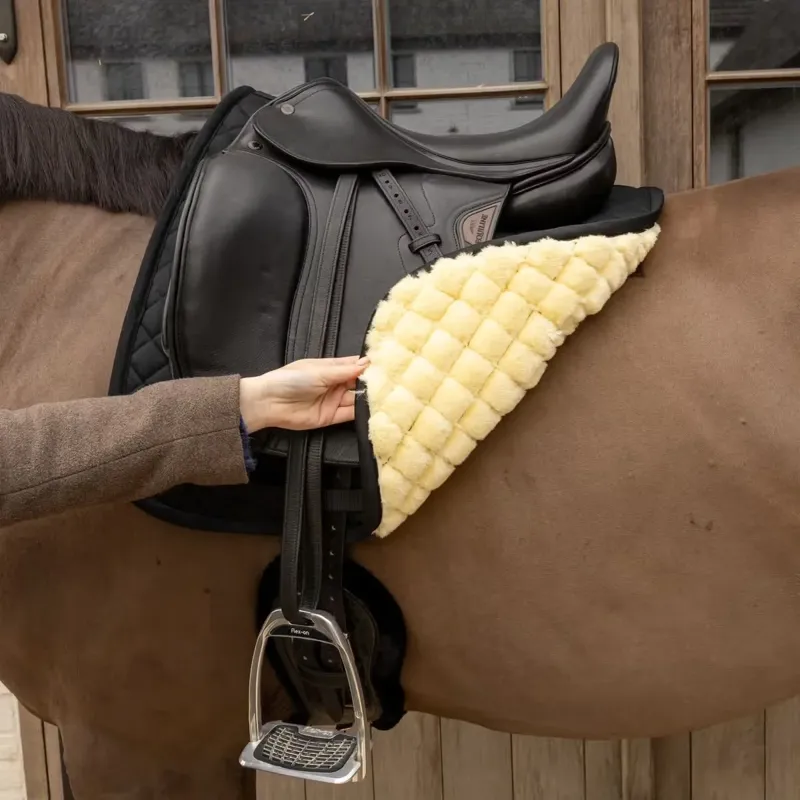 Kentucky Skin Friendly Sheepskin Diamond Dressage Saddle Pad - Black-2