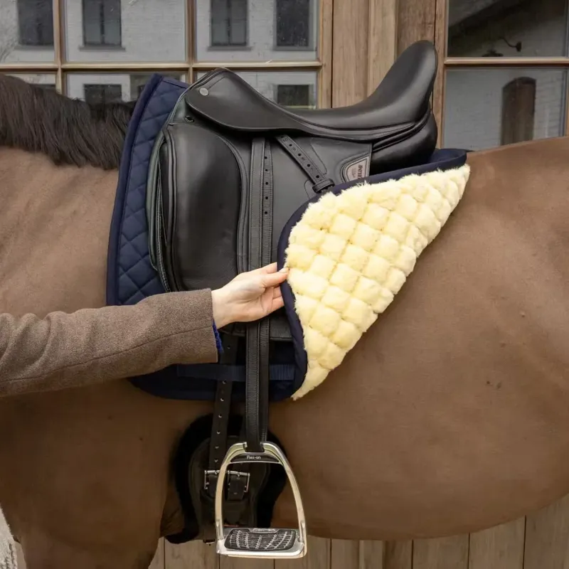 Kentucky Skin Friendly Sheepskin Diamond Dressage Saddle Pad - Navy-1