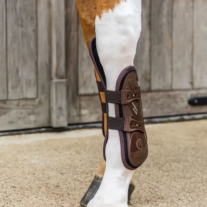 Kentucky Elastic Knee Protection Tendon Boots - Brown-3
