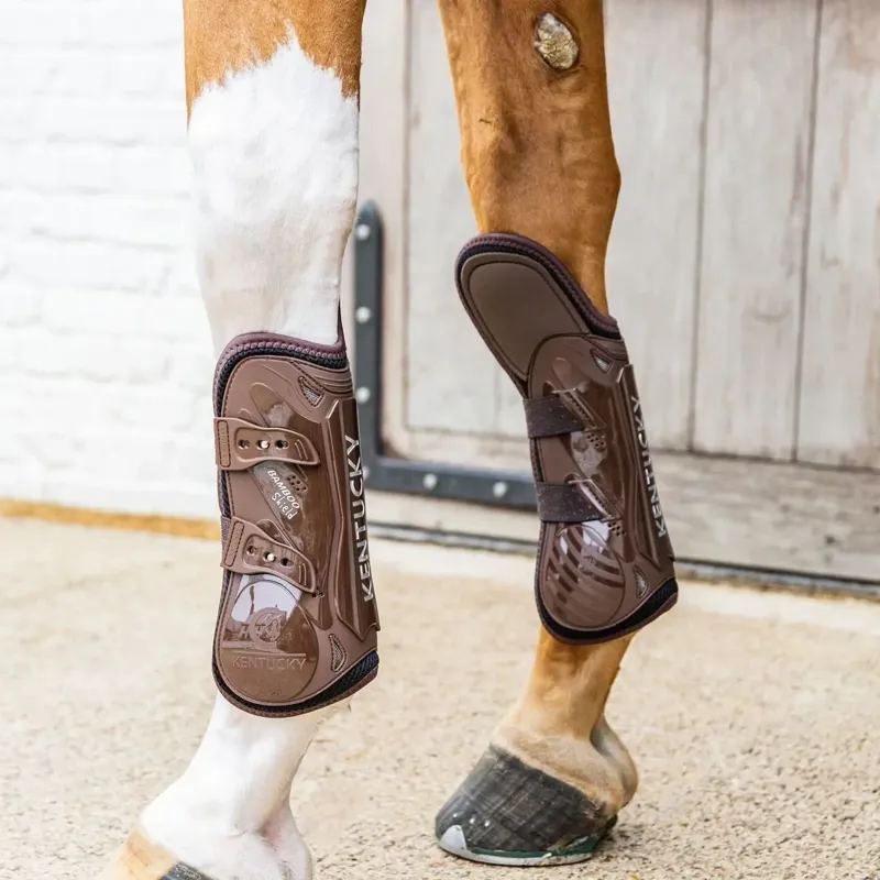 Kentucky Elastic Knee Protection Tendon Boots - Brown-4