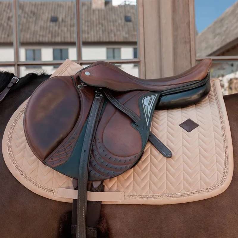 Kentucky Velvet Mini Pearls Show Jump Saddle Pad - Beige-1