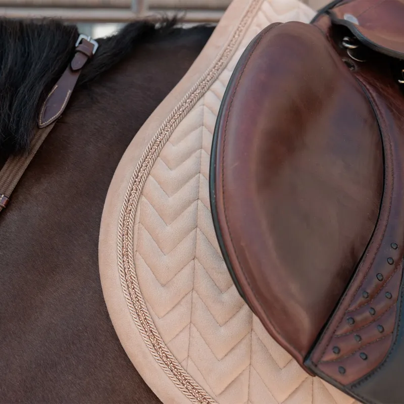 Kentucky Velvet Mini Pearls Show Jump Saddle Pad - Beige-4