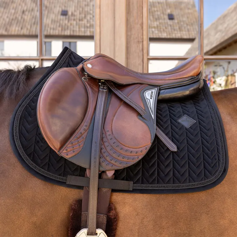Kentucky Velvet Mini Pearls Jump Saddle Pad - Black-1