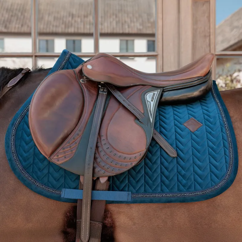 Kentucky Velvet Mini Pearls Show Jump Saddle Pad - Navy-1